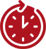 A red clock with the time 1 2 : 3 0.