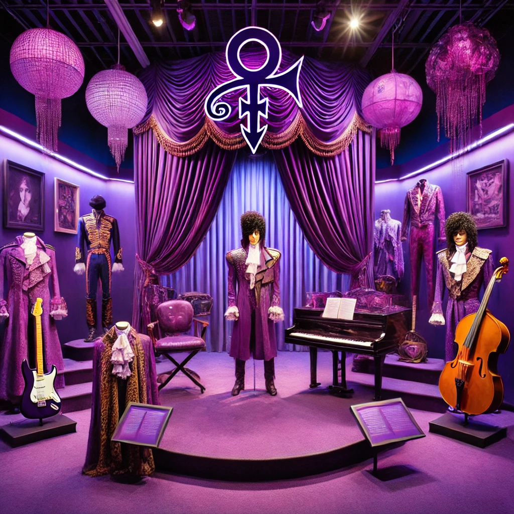 Inside a recording studio, showing professional audio equipment and musical instruments used by Prince.